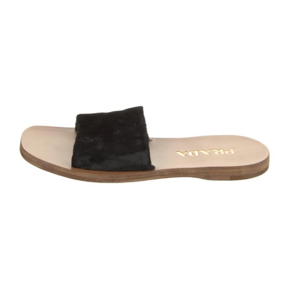 Prada Black Suede Slides Sandals - Size 7